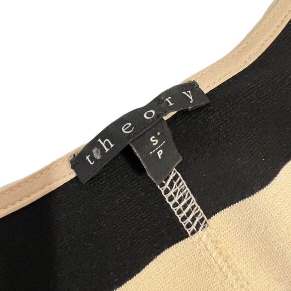 Theory Cream and Black Striped Dress Size Small The Onita Dress Women's 3/4 Slee - Picture 4 of 13